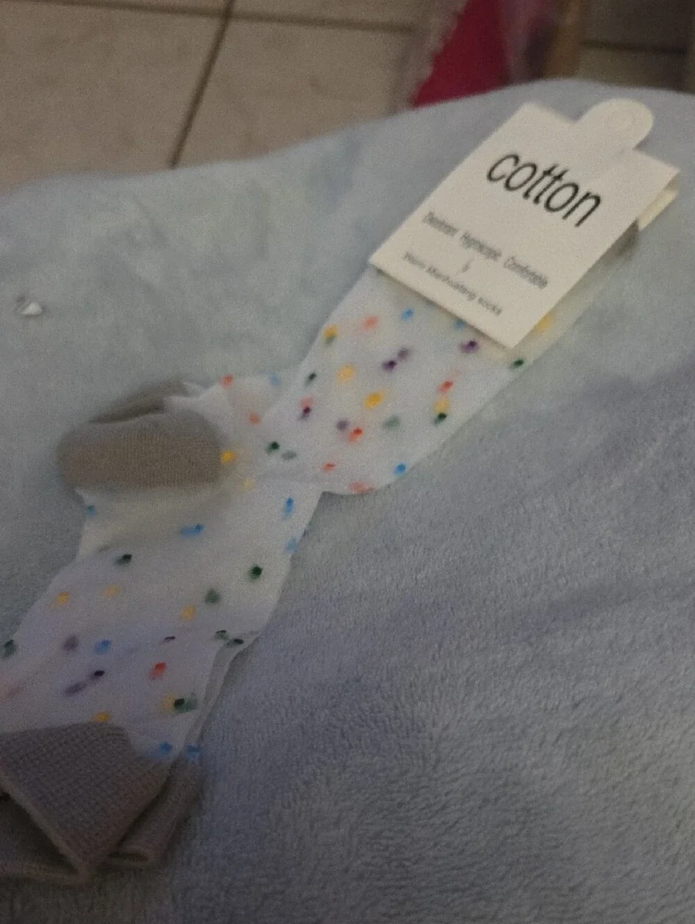 Cotton Polka Dot Sheer Socks - Gray Trim And Blaxk With Strawberrys NWOT